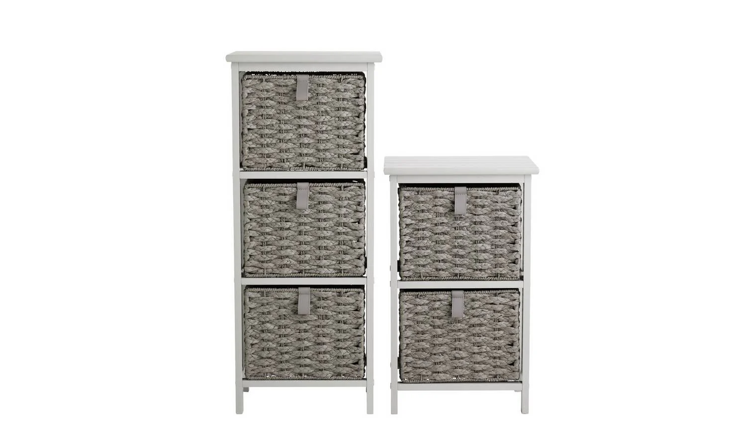 2 & 3 Drawer Woven Bathroom Storage Unit Grey Modern Organiser Cabinet - Image 5