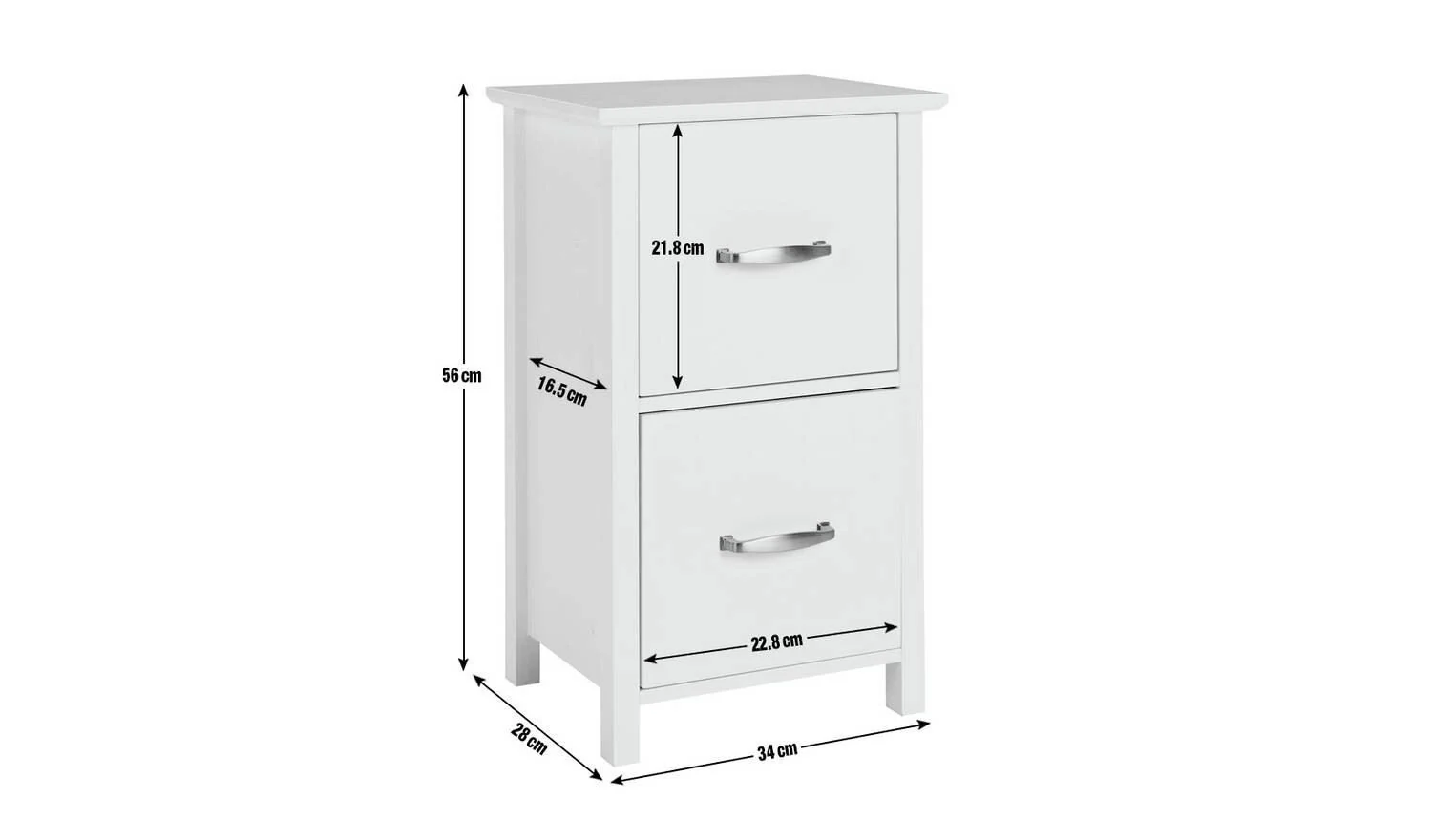 2 Drawer Bathroom Drawer Unit White Storage Organiser Cabinet Vanity - Image 5