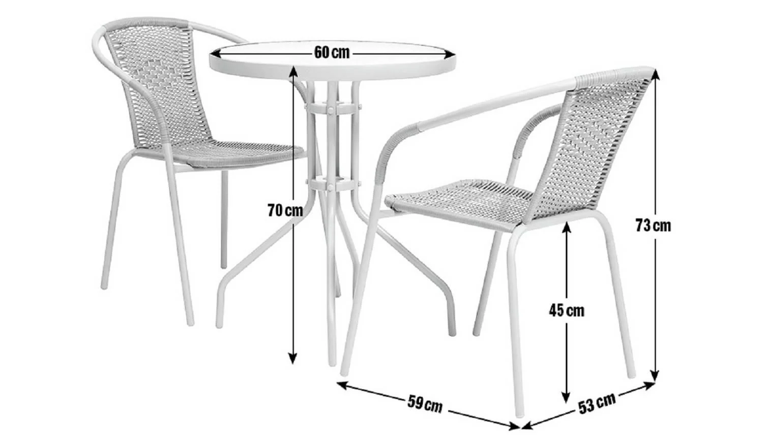 2 Seater Rattan Effect Garden Bistro Set Brown Patio Furniture Outdoor - Image 11