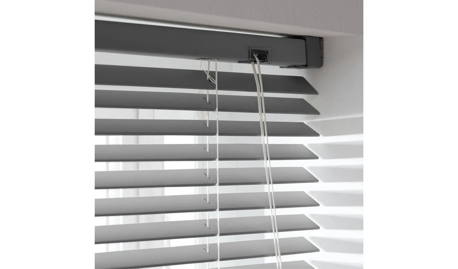 25mm Faux Wood Grey Venetian Blind - 180x160cm - Image 2