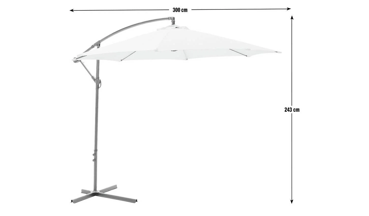 3m Overhanging Garden Parasol - Grey - Image 8