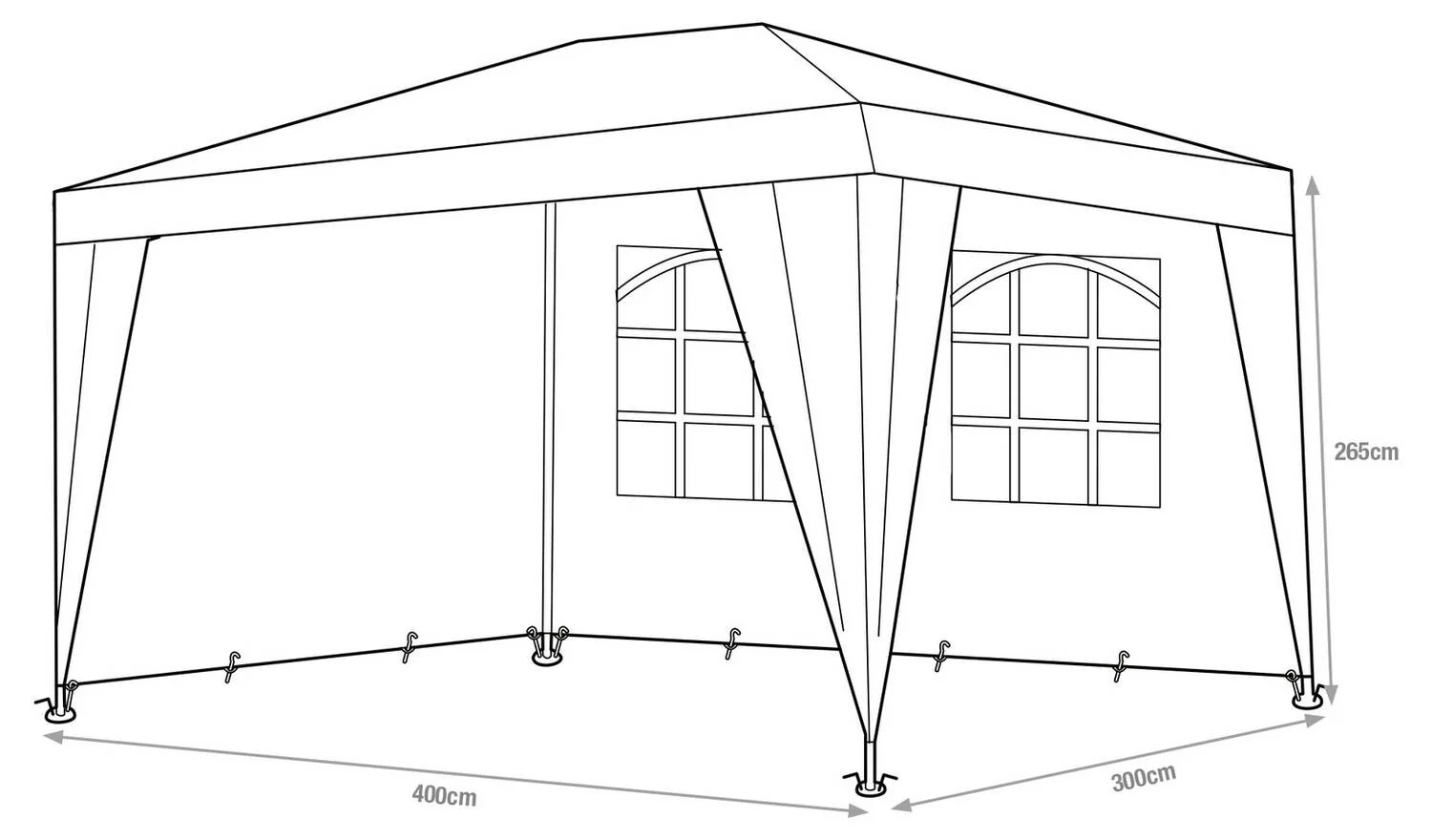 3m x 4m Gazebo with Side Panels Garden Party Tent Canopy Shelter - Image 8