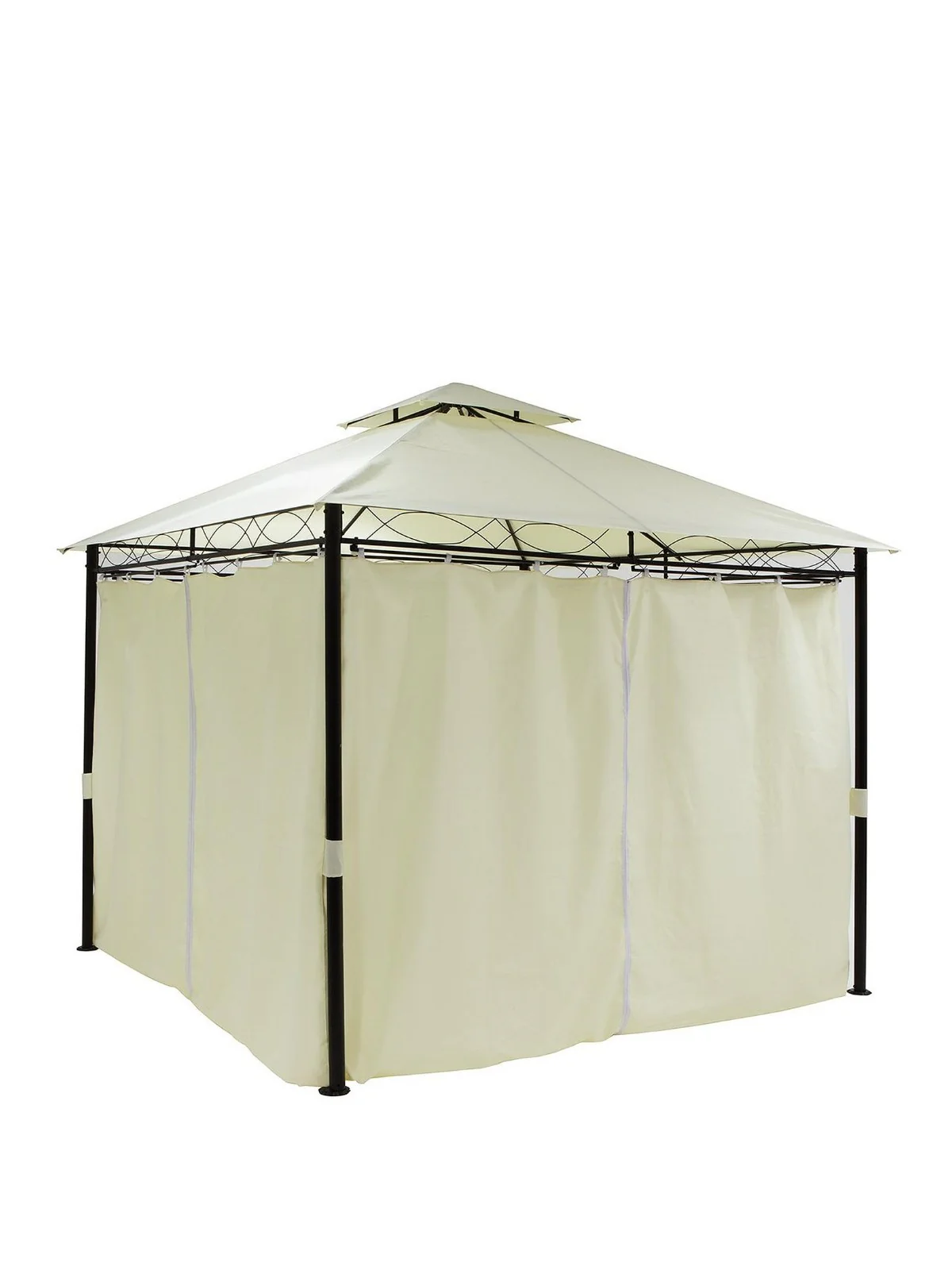 3x3M Metal Gazebo with 4 Side Panels Cream | Garden Canopy | Waterproof - Image 3