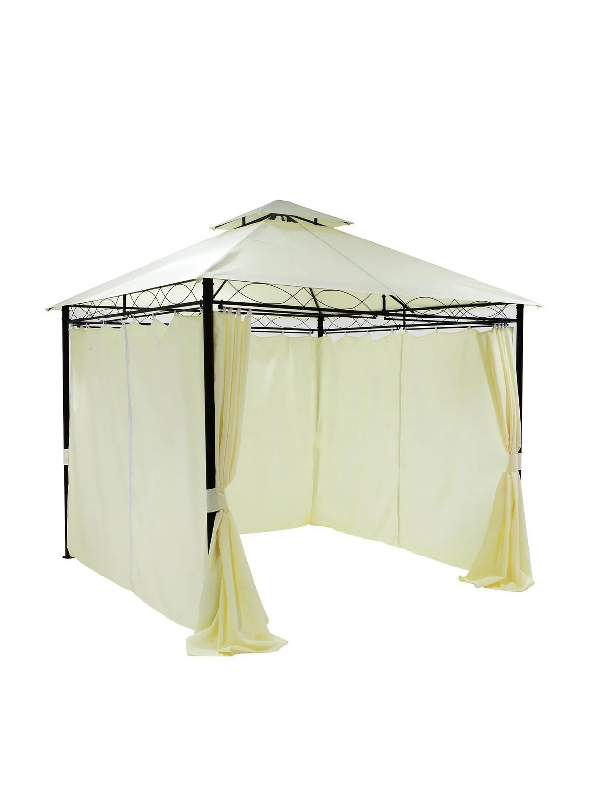 3x3M Metal Gazebo with 4 Side Panels Cream | Garden Canopy | Waterproof - Image 4