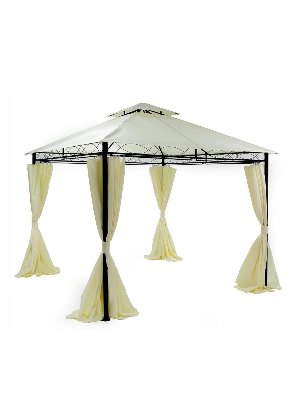 3x3M Metal Gazebo with 4 Side Panels Cream | Garden Canopy | Waterproof - Image 5
