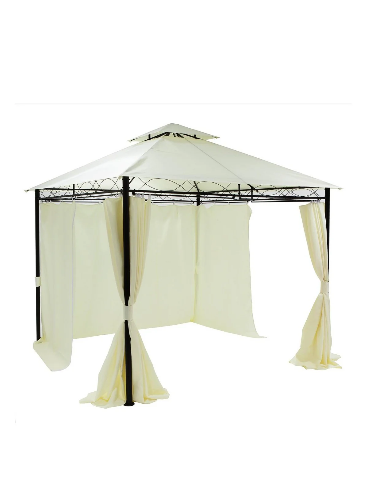 3x3M Metal Gazebo with 4 Side Panels Cream | Garden Canopy | Waterproof - Image 6