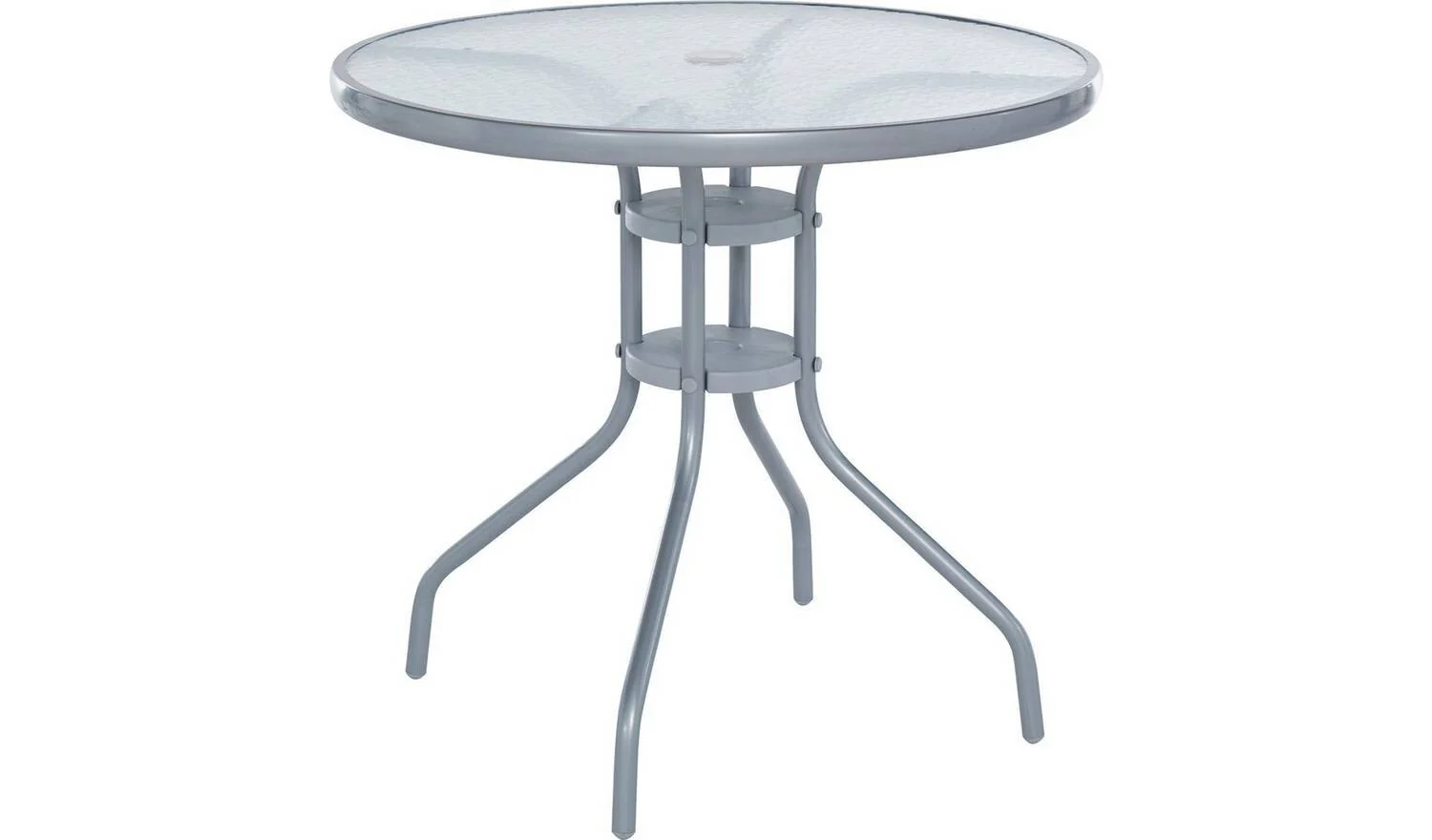 4 Seater Folding Metal Patio Set Silver Garden Furniture Dining - Image 4