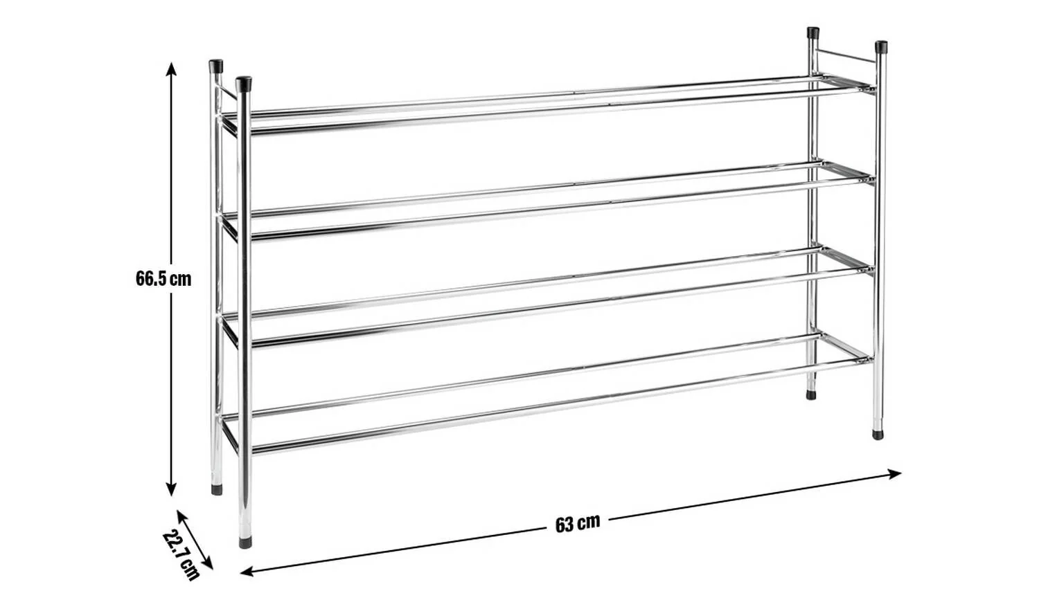 4 Shelf Ext Shoe Storage Rack Chrome Plated Organiser Hallway Entryway - Image 7