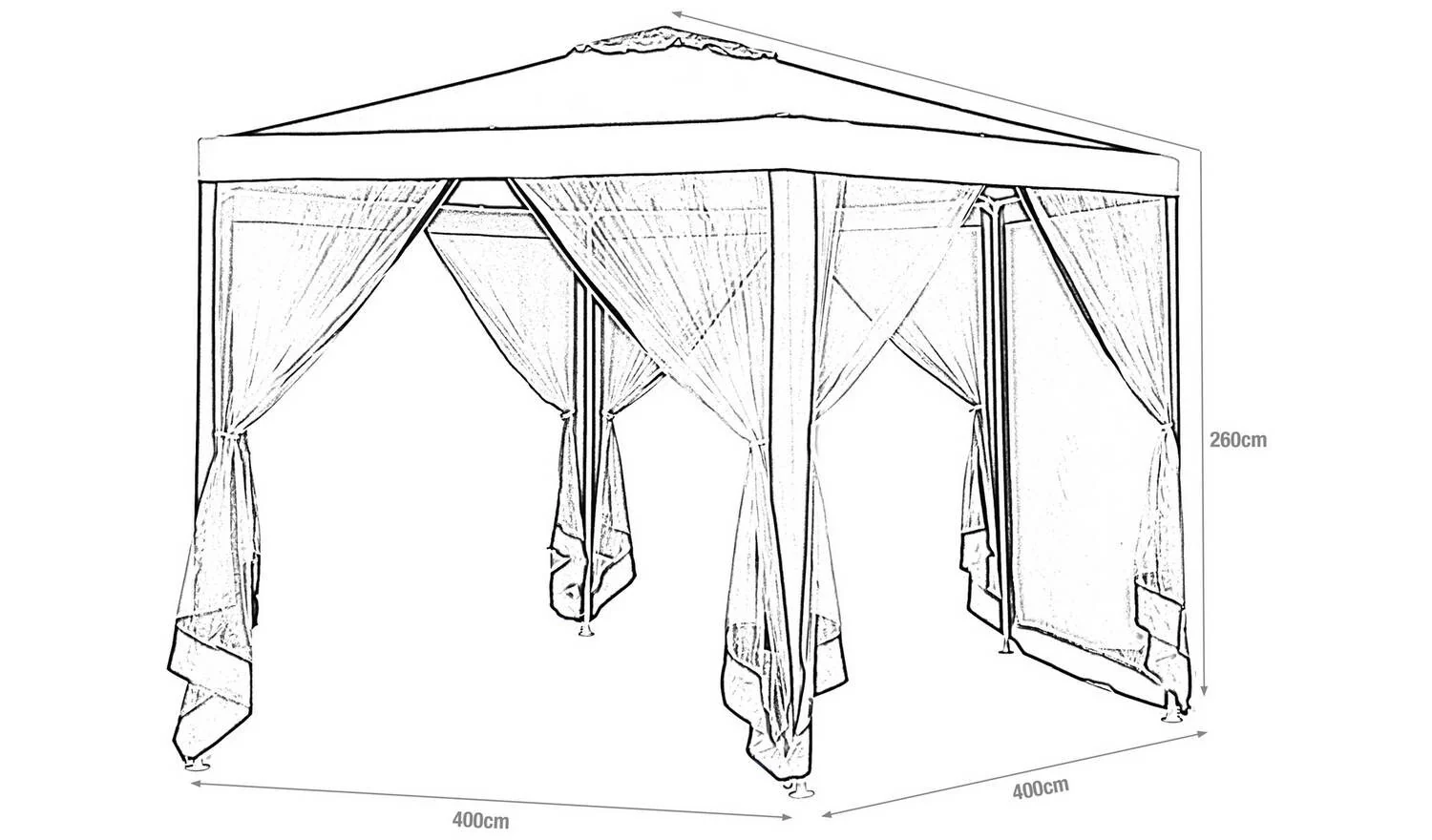 4m Hexagonal Garden Gazebo with Side Panels Blue Outdoor Party Tent - Image 4