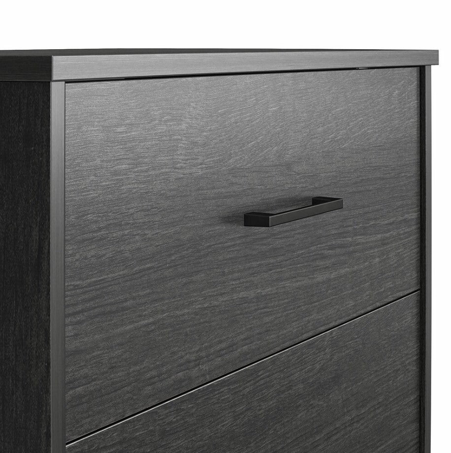 5 Drawer Chest Dresser Black Oak Finish Classic Bedroom Storage Furniture - Image 2