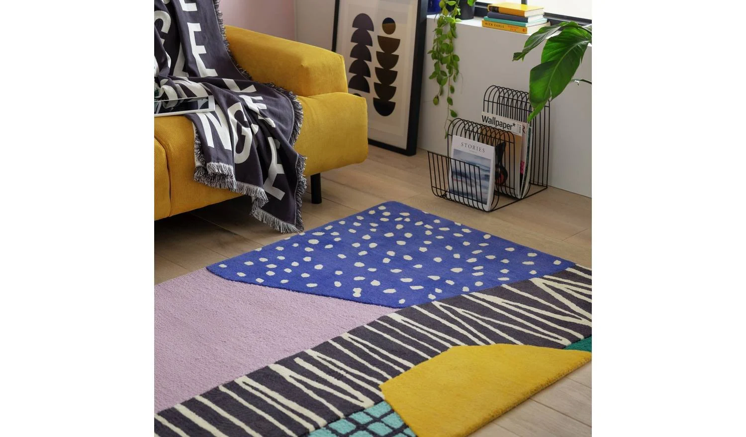 Abstract Tufted Wool Cut Pile Rug 120x170cm Modern Home Decor Soft - Image 2