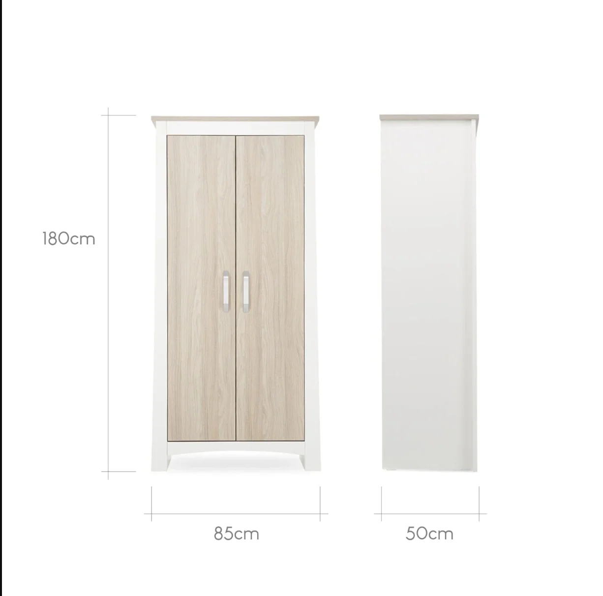 Ada Nursery Wardrobe White Ash | 2 Removable Hanging Rails | 180cm H - Image 3