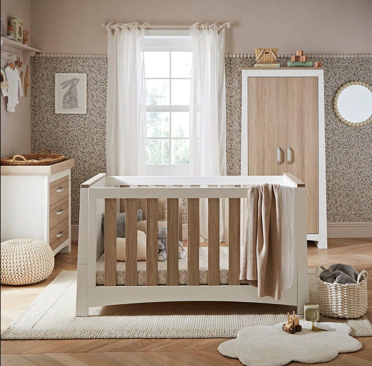 Ada Nursery Wardrobe White Ash | 2 Removable Hanging Rails | 180cm H - Image 5