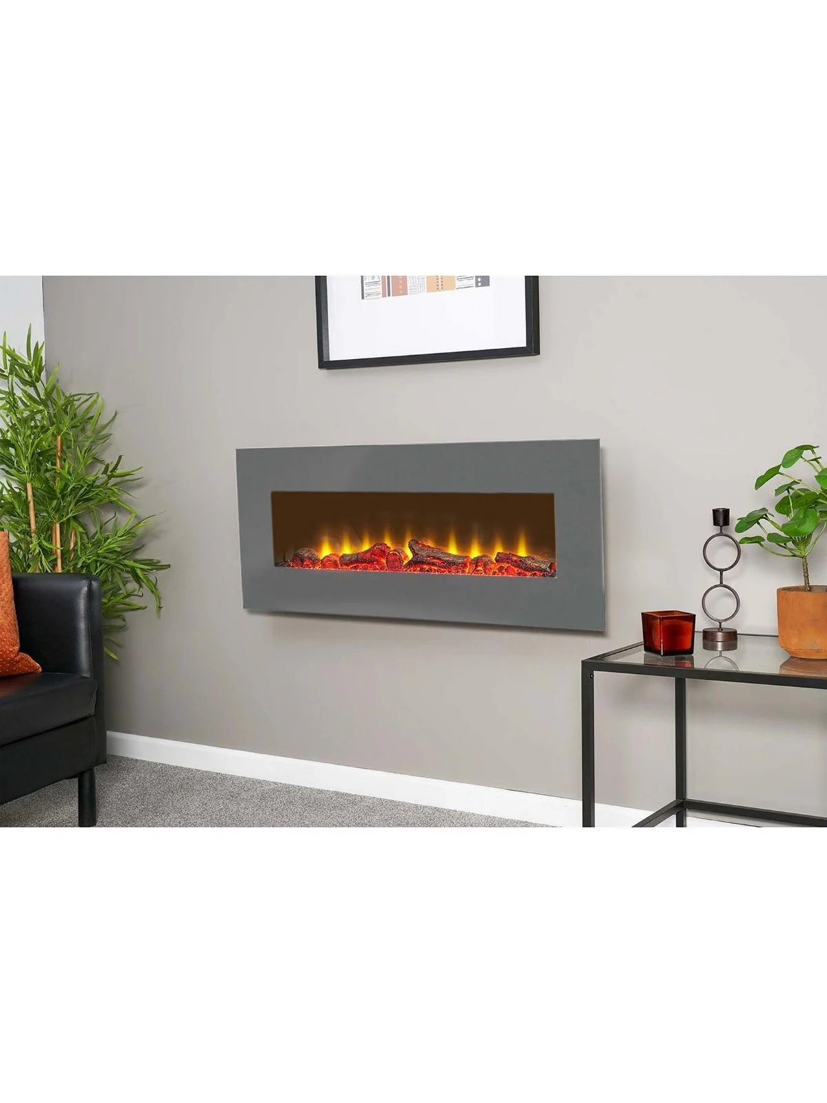 Adam Fireplaces Sureflame Electric Wall Mounted Fire with Remote in Grey 42 Inch - Image 6