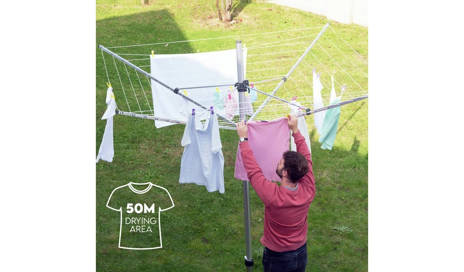 Addis Easi-Lift 50m 4 Arm Rotary Airer with Cover Outdoor Washing Line - Image 4