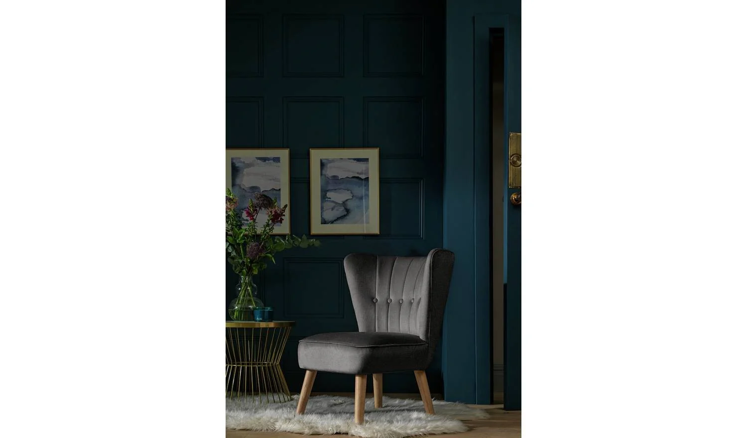 Alexis Velvet Cocktail Chair Charcoal Modern Living Room Accent Furniture - Image 4