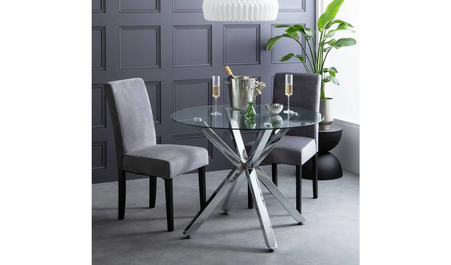 Alice 4 Seater Dining Table Chrome Contemporary Style Home Decor - Image 3