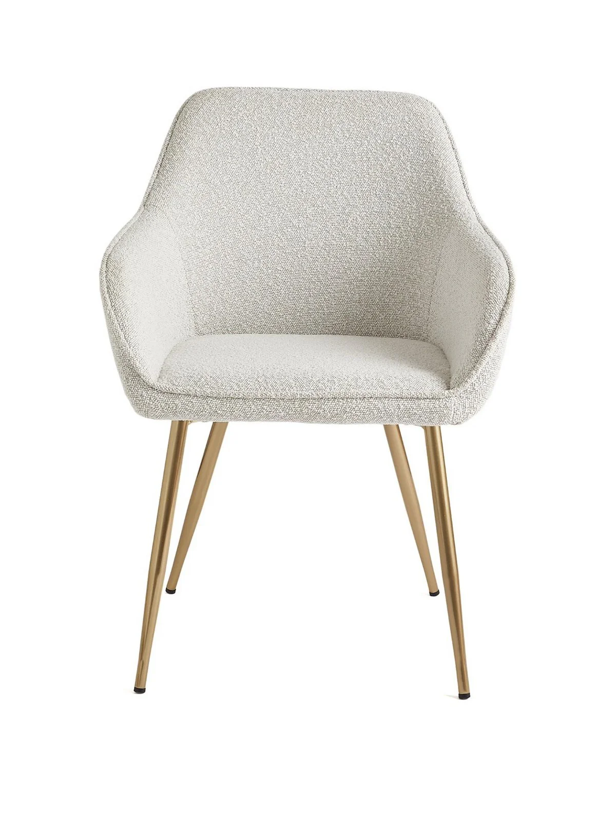 Alisha Pair of Boucle Dining Chairs | Cream & Brass | Mid-Century Modern - Image 2