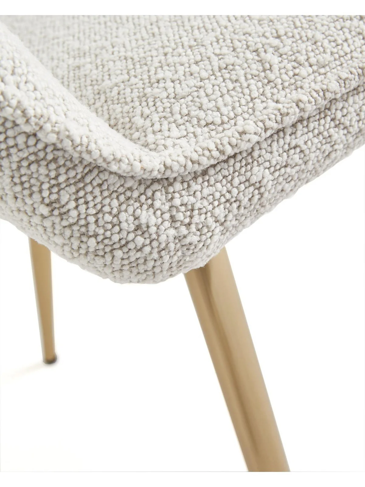 Alisha Pair of Boucle Dining Chairs | Cream & Brass | Mid-Century Modern - Image 3