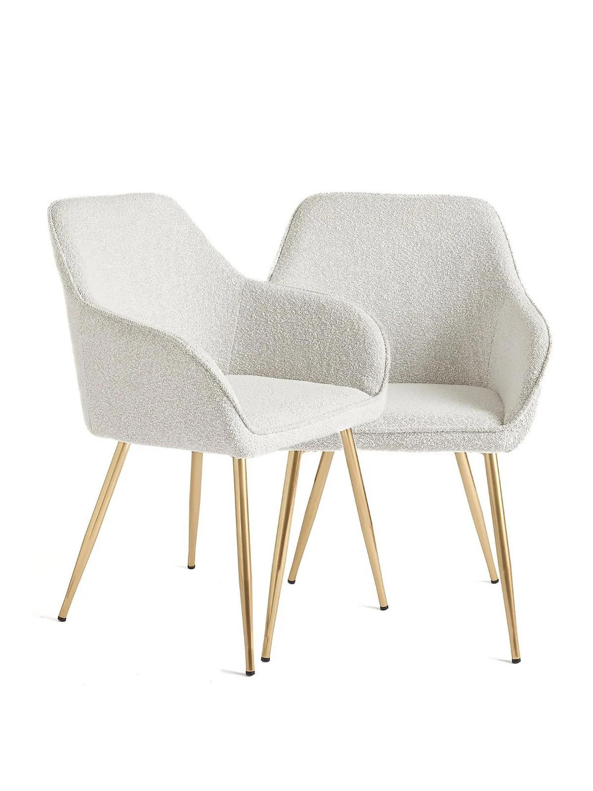 Alisha Pair of Boucle Dining Chairs | Cream & Brass | Mid-Century Modern - Image 5