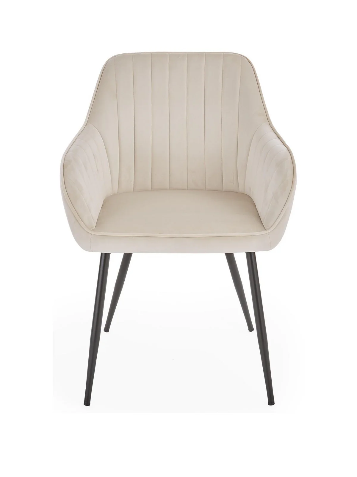 Alisha Pair of Fabric Dining Chairs Natural | Mid-Century Modern | Black Legs - Image 3