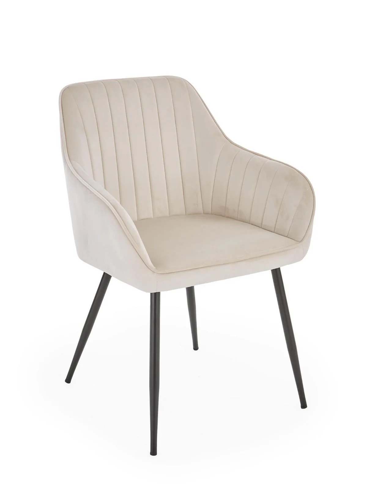 Alisha Pair of Fabric Dining Chairs Natural | Mid-Century Modern | Black Legs - Image 4