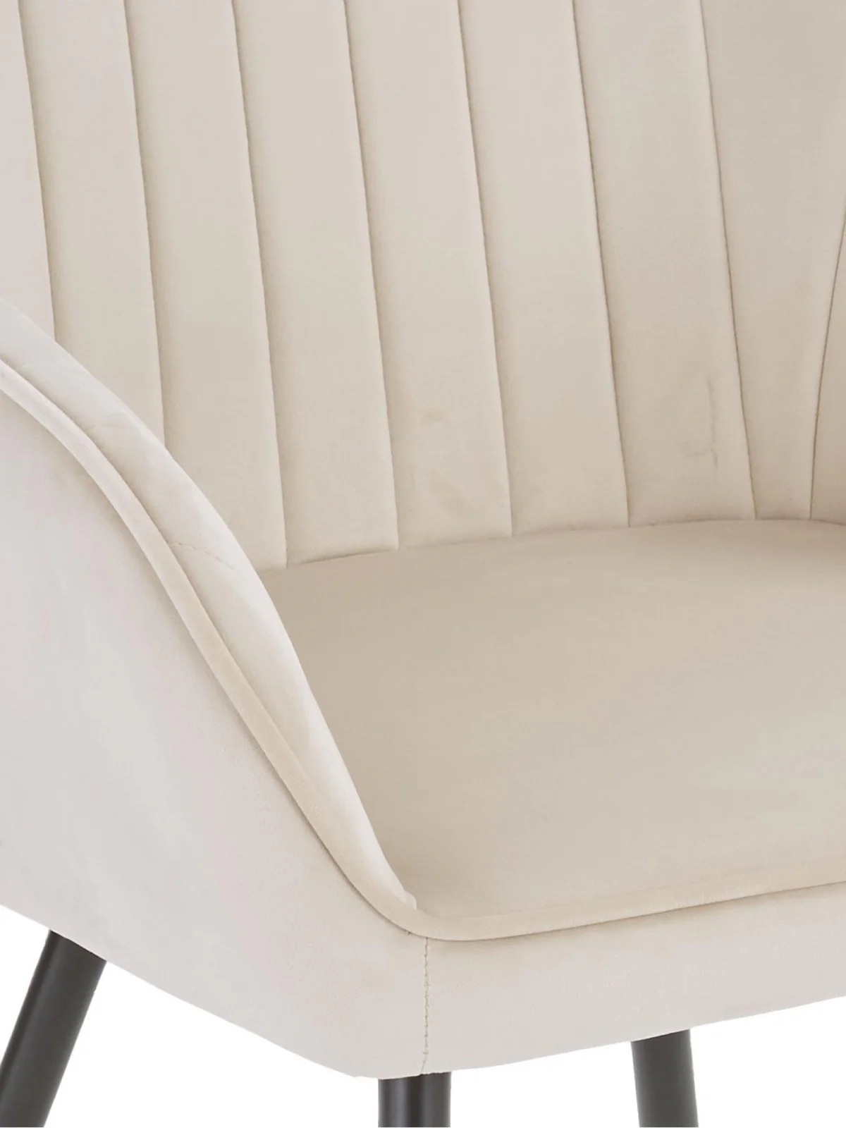 Alisha Pair of Fabric Dining Chairs Natural | Mid-Century Modern | Black Legs - Image 6