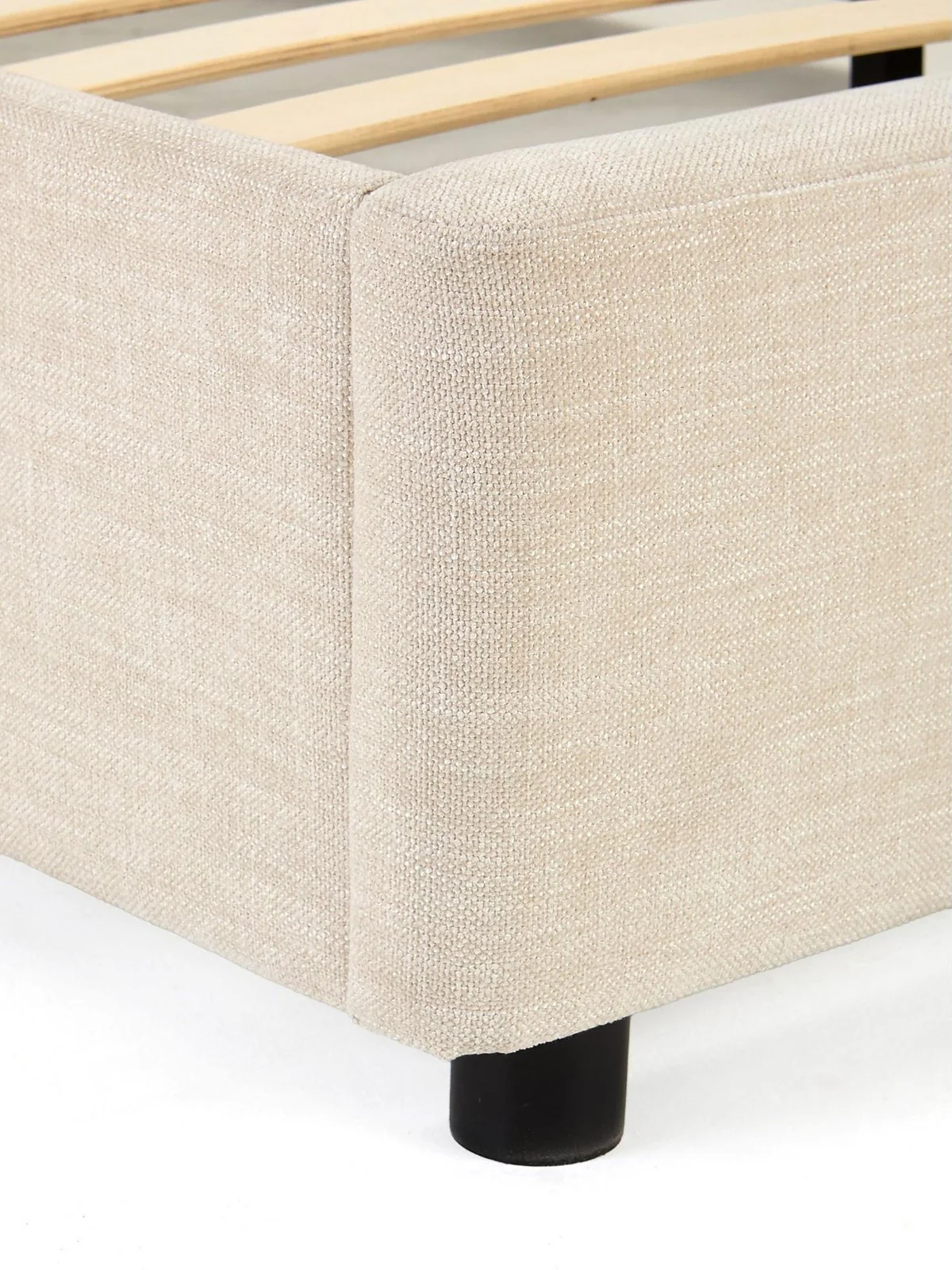 Amaya Double Bed Ivory | Built-in Side Tables & Drawers | No Mattress - Image 7