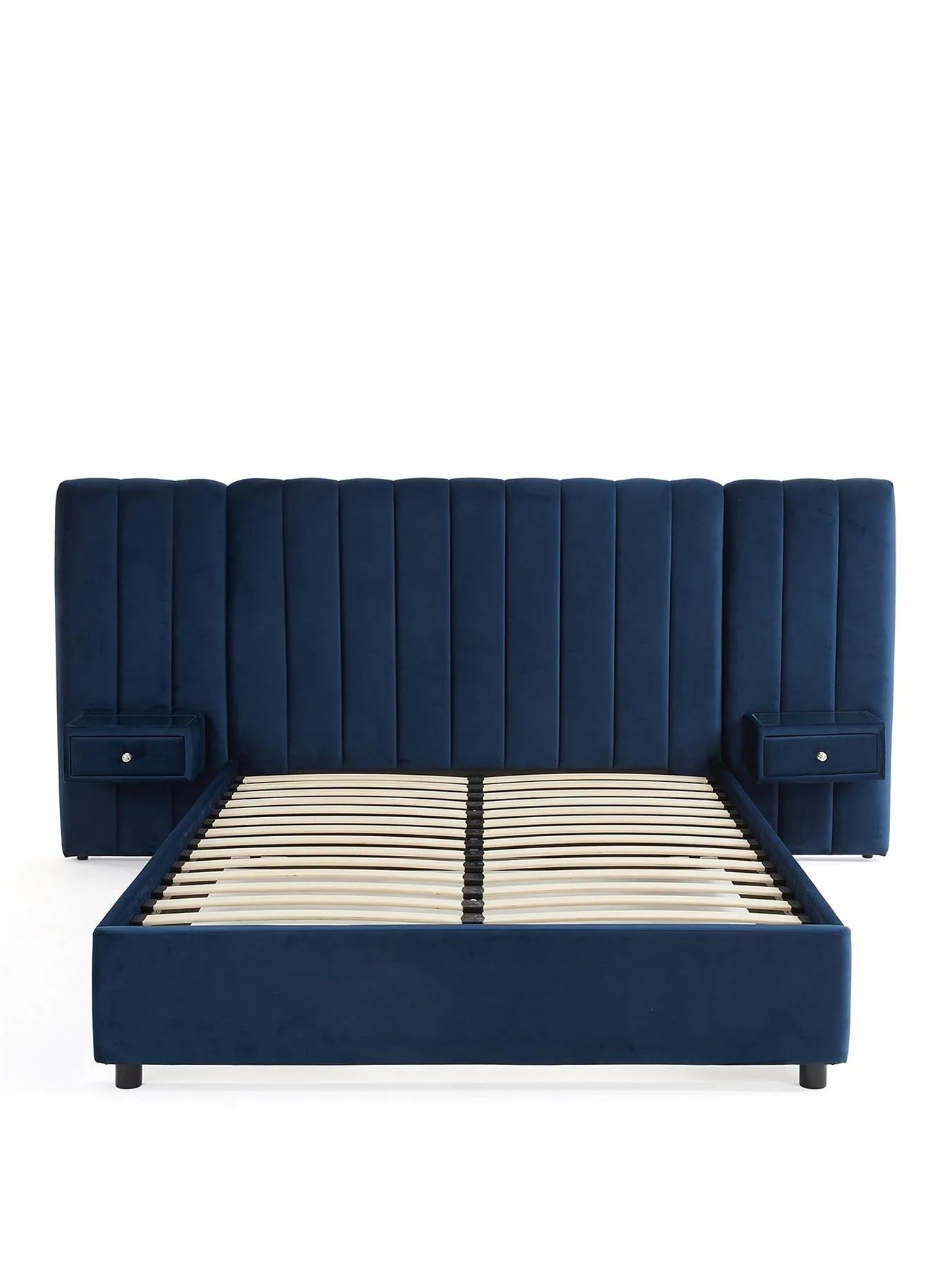 Amaya Double Bed with Side Tables Blue Modern Bedroom Furniture Set - Image 2