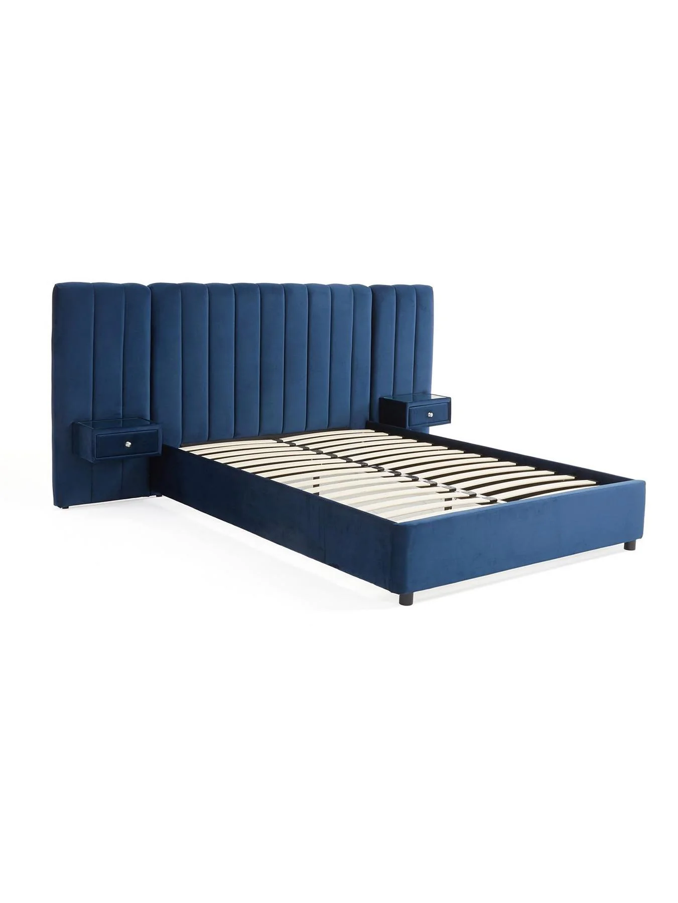 Amaya Double Bed with Side Tables Blue Modern Bedroom Furniture Set - Image 3