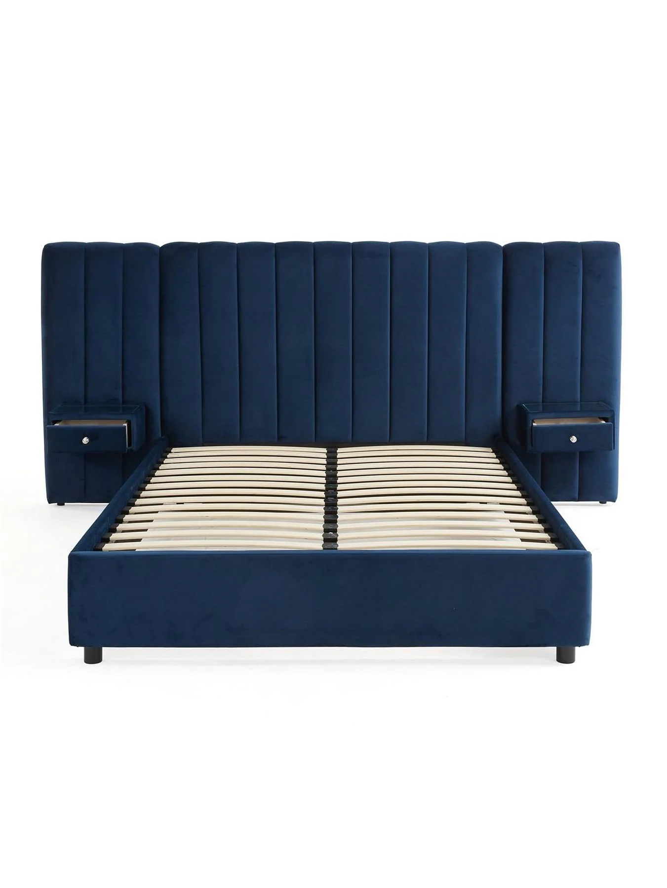 Amaya Double Bed with Side Tables Blue Modern Bedroom Furniture Set - Image 4