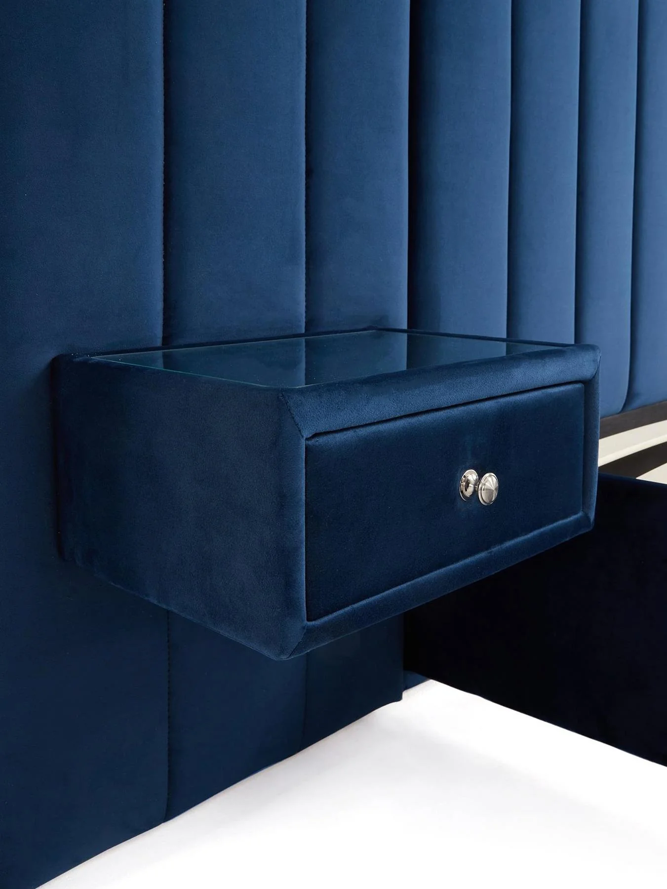 Amaya Double Bed with Side Tables Blue Modern Bedroom Furniture Set - Image 5