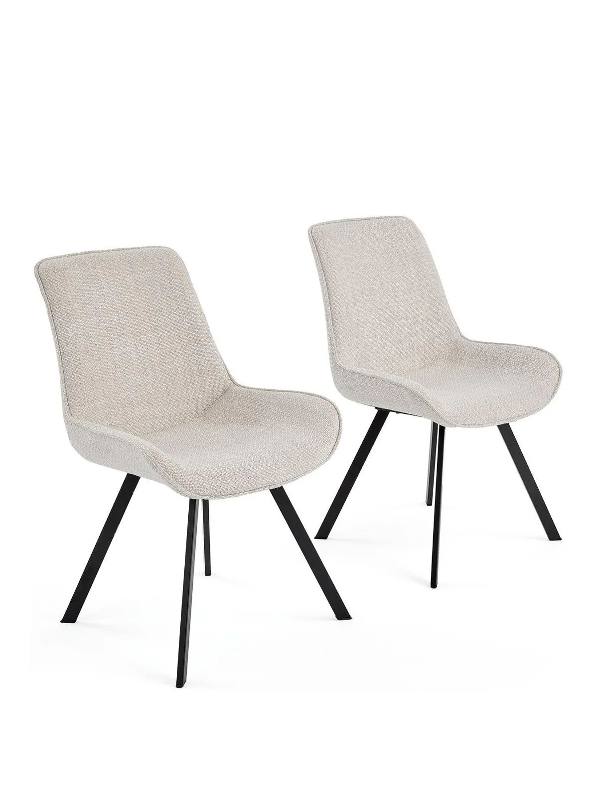 Arabella Pair of 2 Fabric Chairs Grey & Black | Two-Tone Design | Scandi Style - Image 3