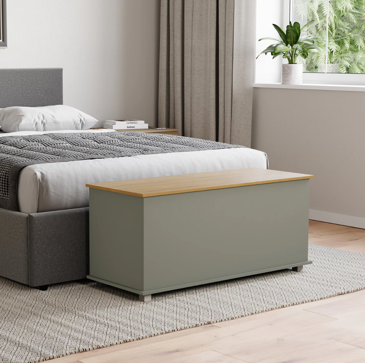 Arlington Storage Ottoman Grey Foot Stool Bench Seat Box Chest Lid UK - Image 4