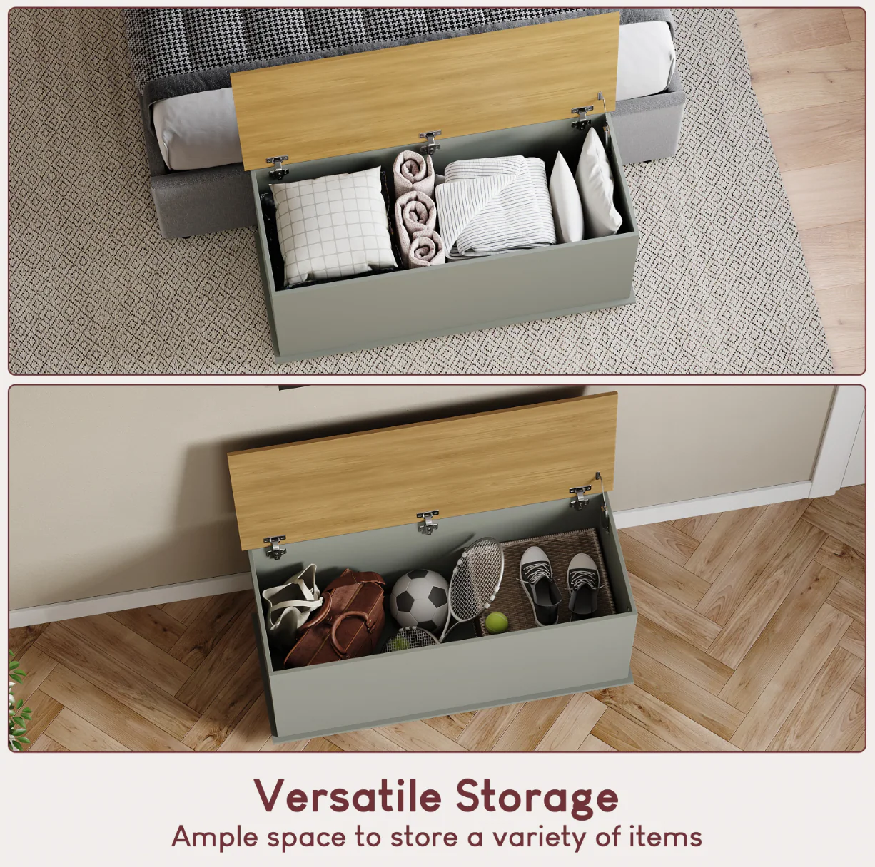 Arlington Storage Ottoman Grey Foot Stool Bench Seat Box Chest Lid UK - Image 6