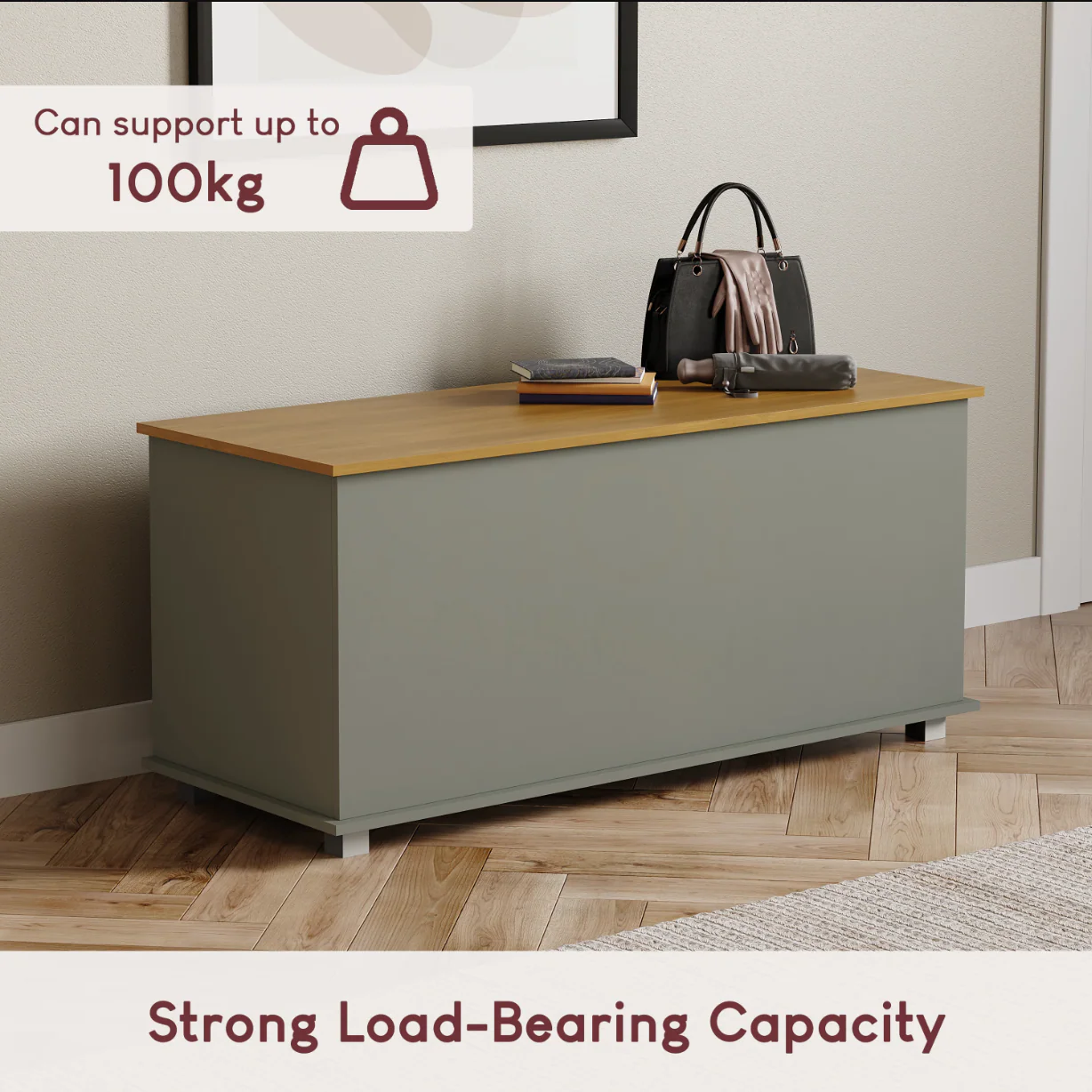 Arlington Storage Ottoman Grey Foot Stool Bench Seat Box Chest Lid UK - Image 8