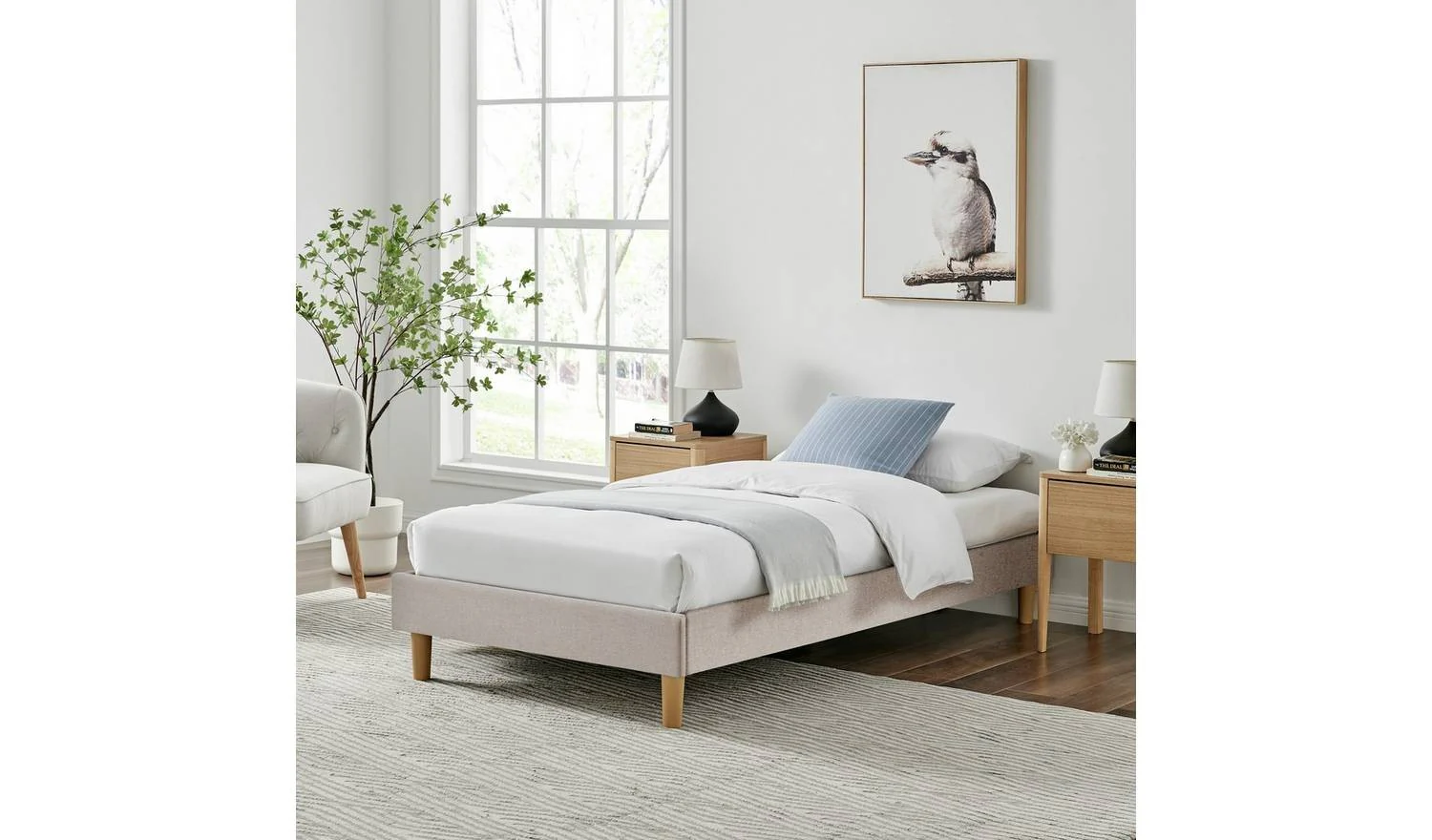 Arthur Platform Single Bed Frame Natural Minimalist Bedroom Furniture - Image 3