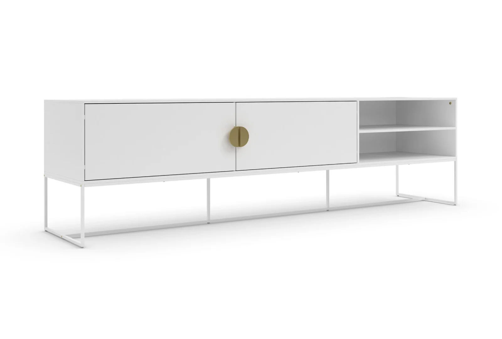 Asia Cabinet Lowboard White | 180cm TV Stand | 2 Doors | Modern Media Unit - Image 2