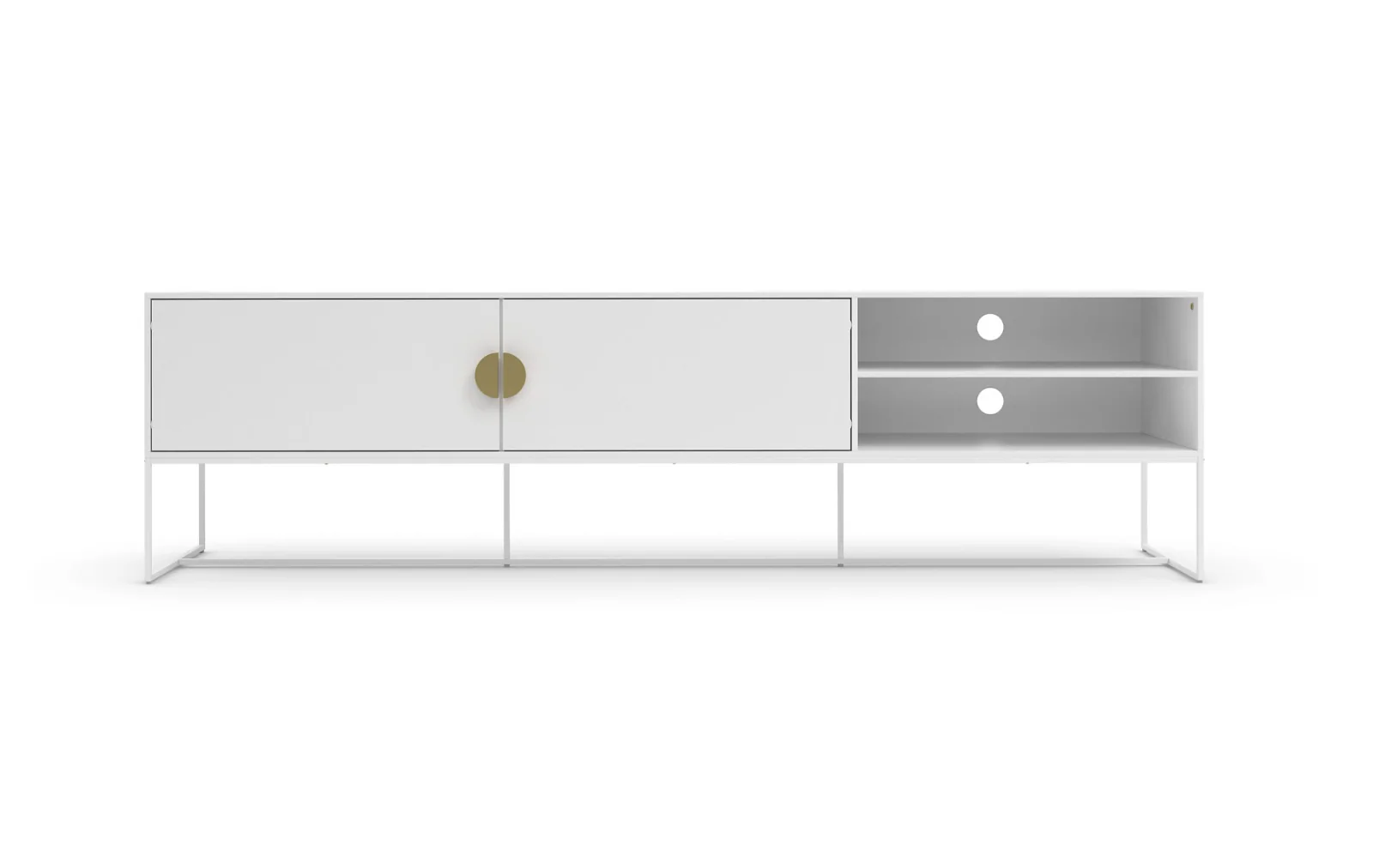 Asia Cabinet Lowboard White | 180cm TV Stand | 2 Doors | Modern Media Unit - Image 3