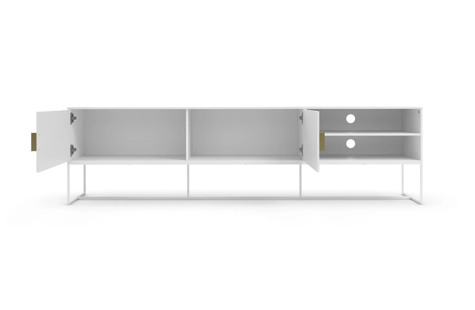 Asia Cabinet Lowboard White | 180cm TV Stand | 2 Doors | Modern Media Unit - Image 4