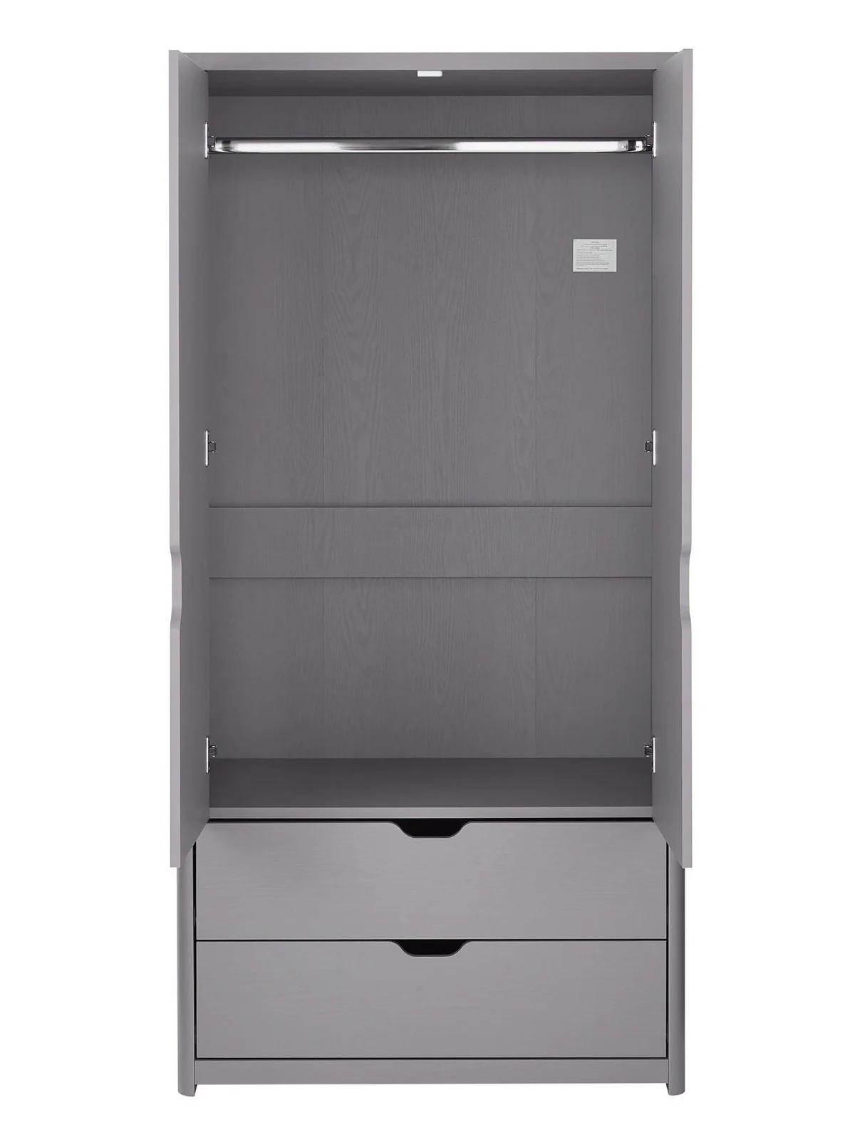 Aspen 2 Door Wardrobe Grey Oak | 2 Drawers | Kids Bedroom Storage - Image 4