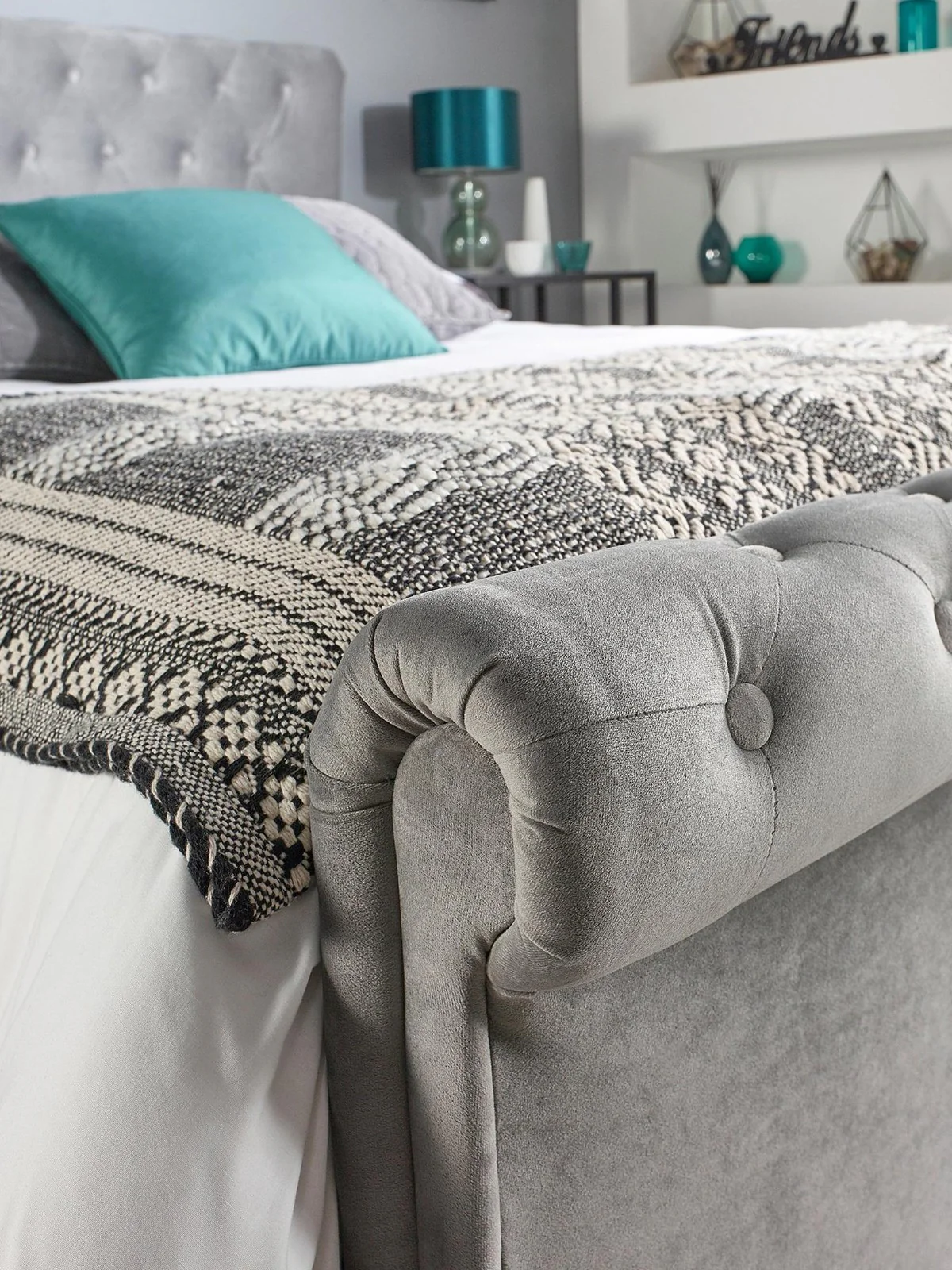 Aspire Chessington Ottoman King Bed Grey Storage Chesterfield Style - Image 5