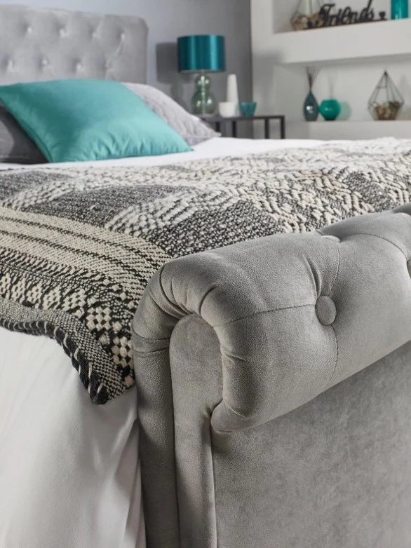 Aspire Chesterfield Superking Side Lift Ottoman Bed Grey Linen Upholstered - Image 5