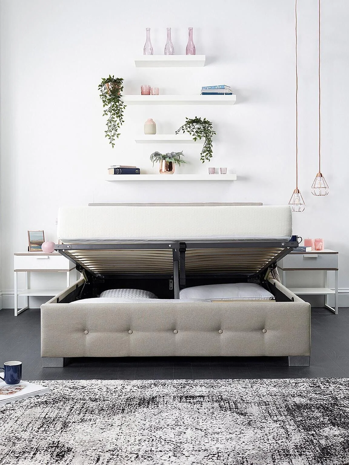 Aspire End Lift Up Linen Ottoman King Bed Natural Elegant and Spacious Bedroom - Image 4