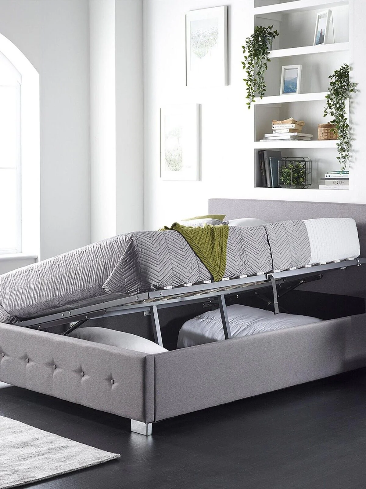 Aspire Linen Side Opening Ottoman Single Bed Grey Srylish Bedroom Solution - Image 4
