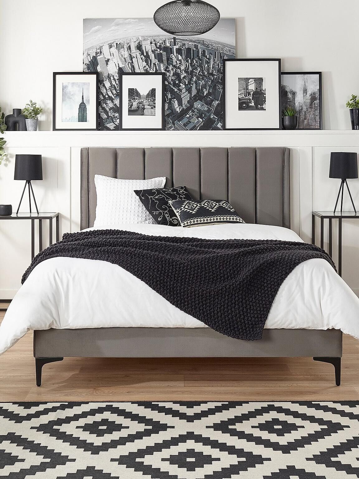 Aspire Pheobe Stylish Upholstered Bed Kingsize Grey Modern Bed Solution - Image 2