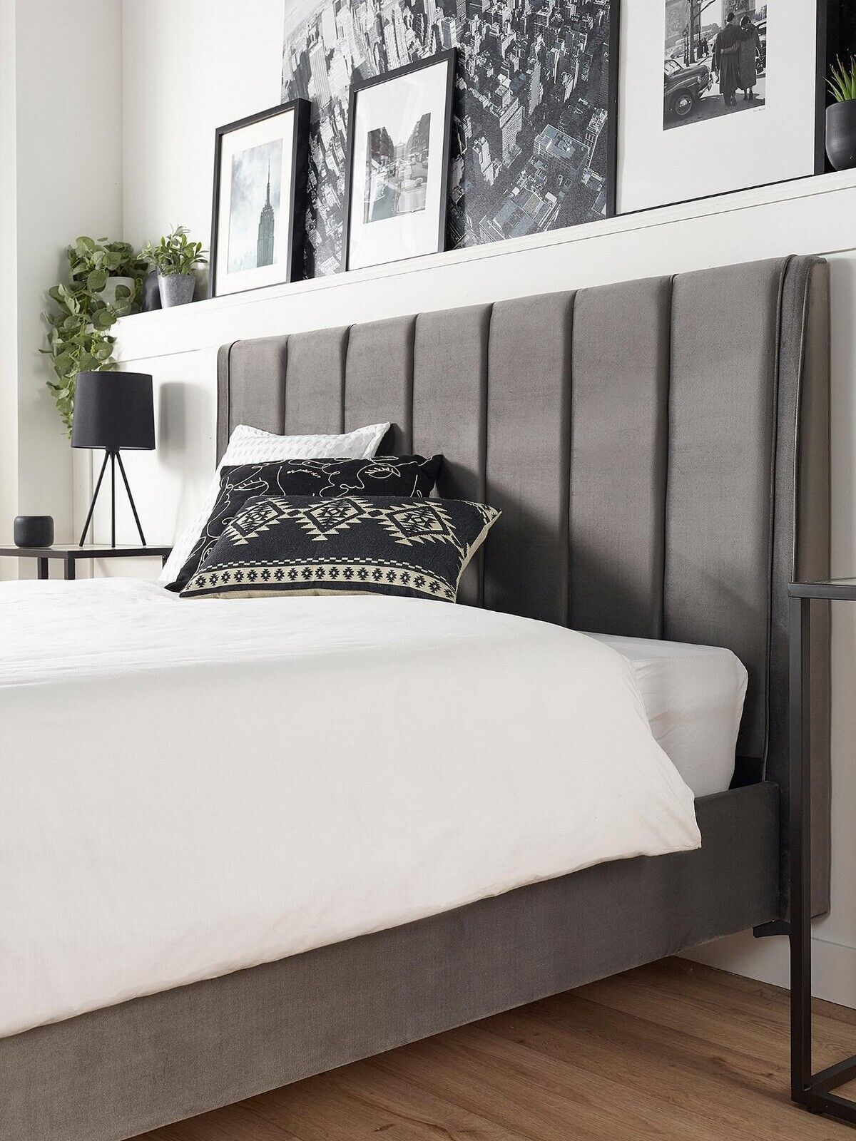Aspire Pheobe Stylish Upholstered Bed Kingsize Grey Modern Bed Solution - Image 3