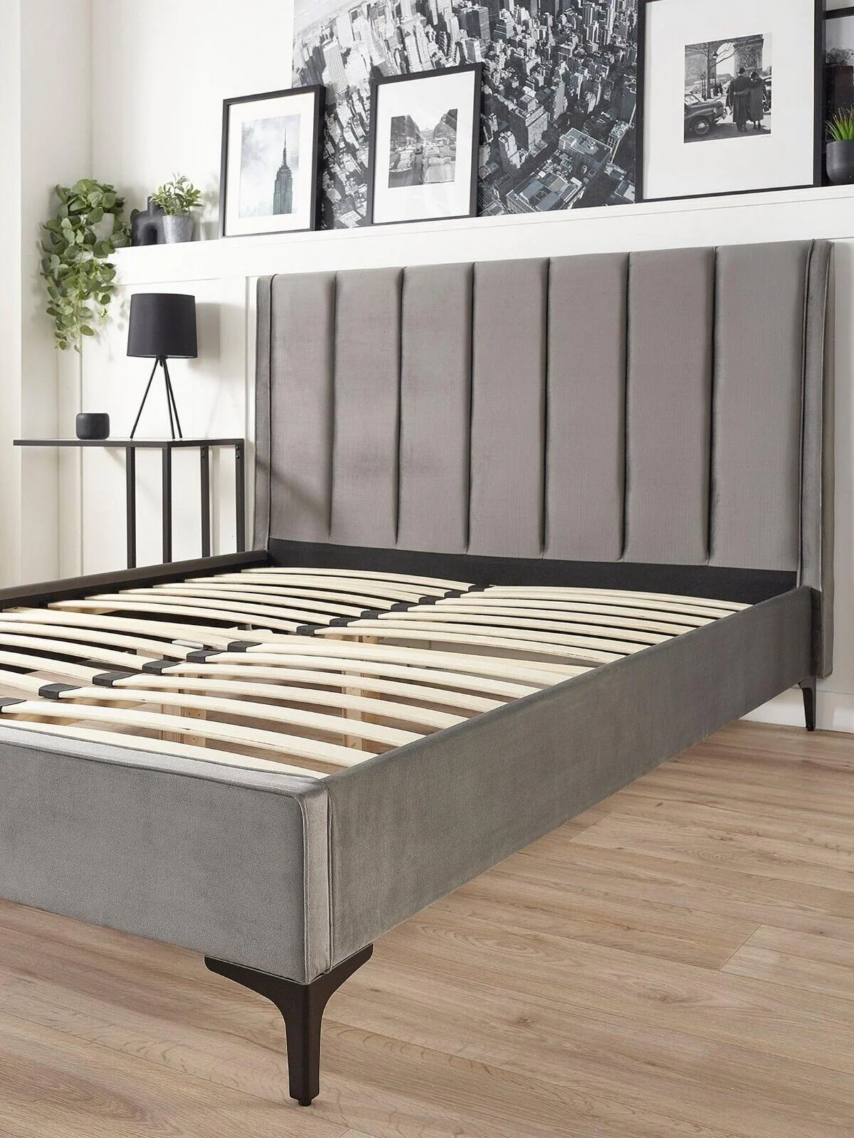 Aspire Pheobe Stylish Upholstered Bed Kingsize Grey Modern Bed Solution - Image 4