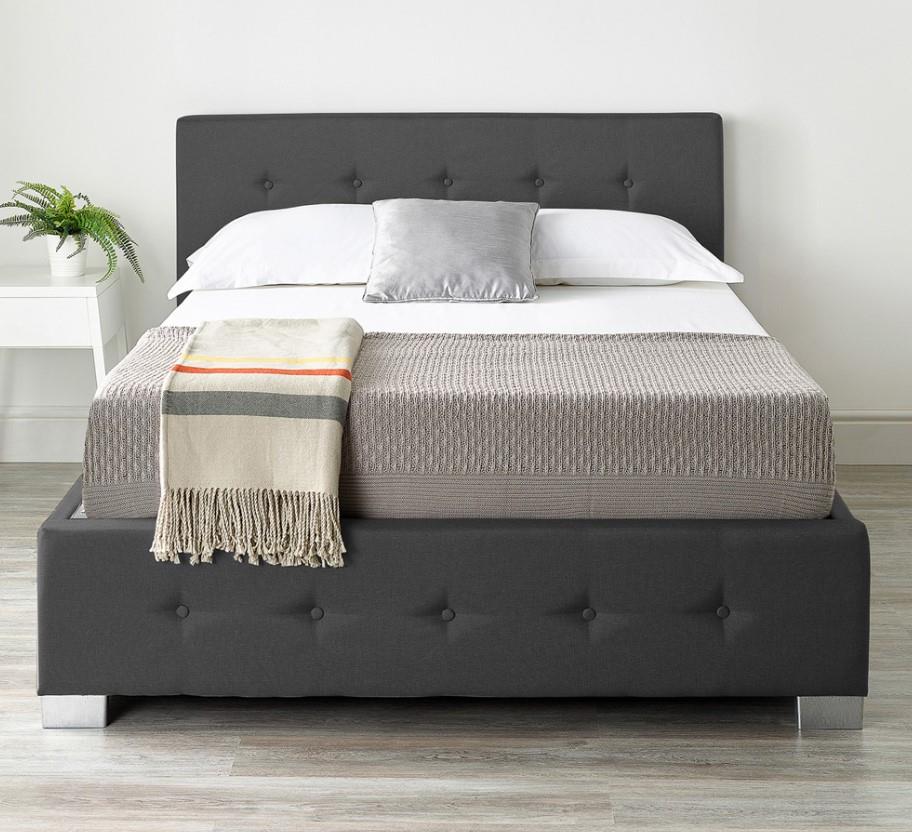 Aspire Small Double Black Linen End Lift Ottoman Storage Bed UK - Image 2