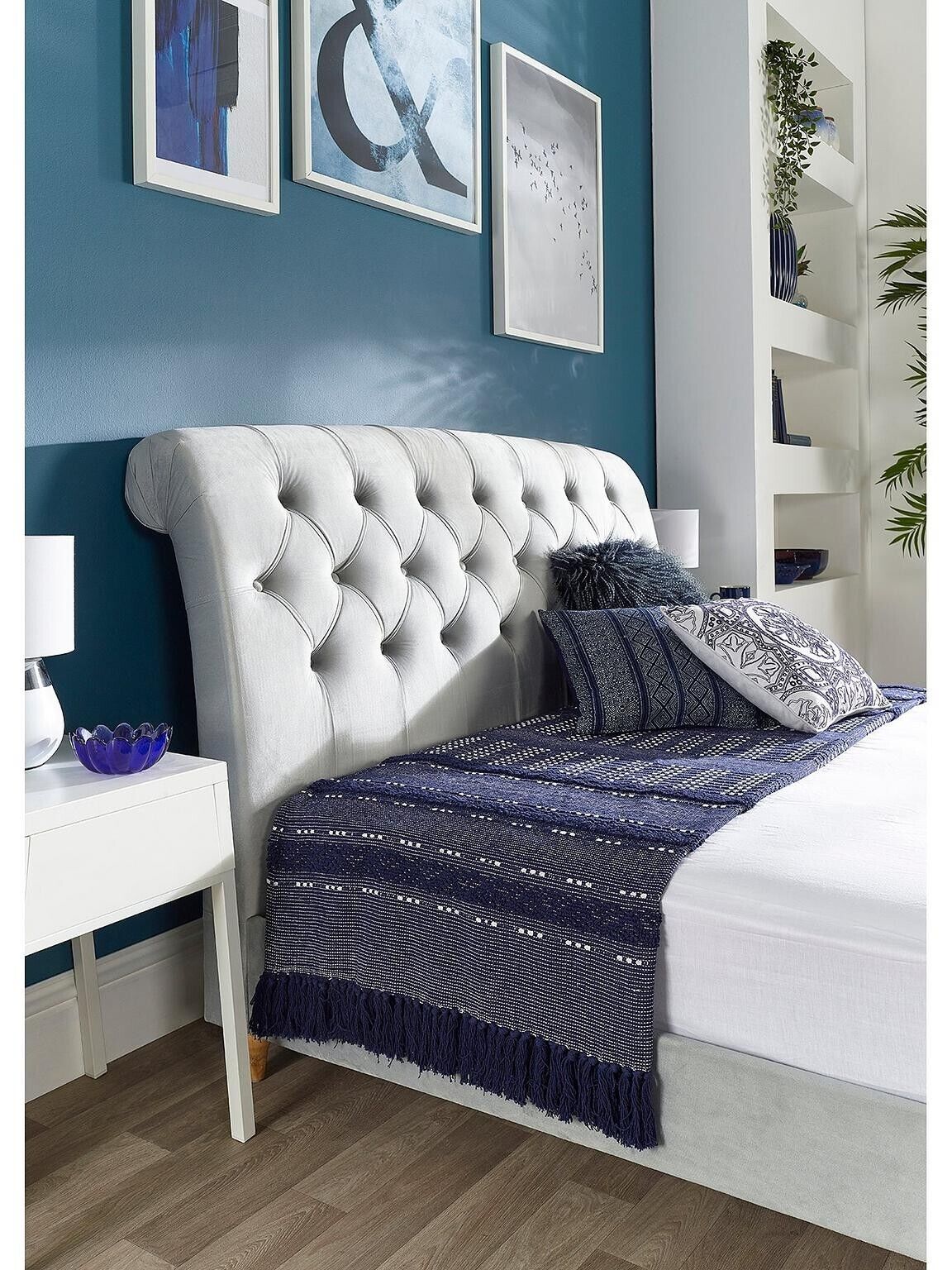 Aspire Sorento Kingsize Grey Velvet Bed Frame Elegant and Spacious Bed Solution - Image 3